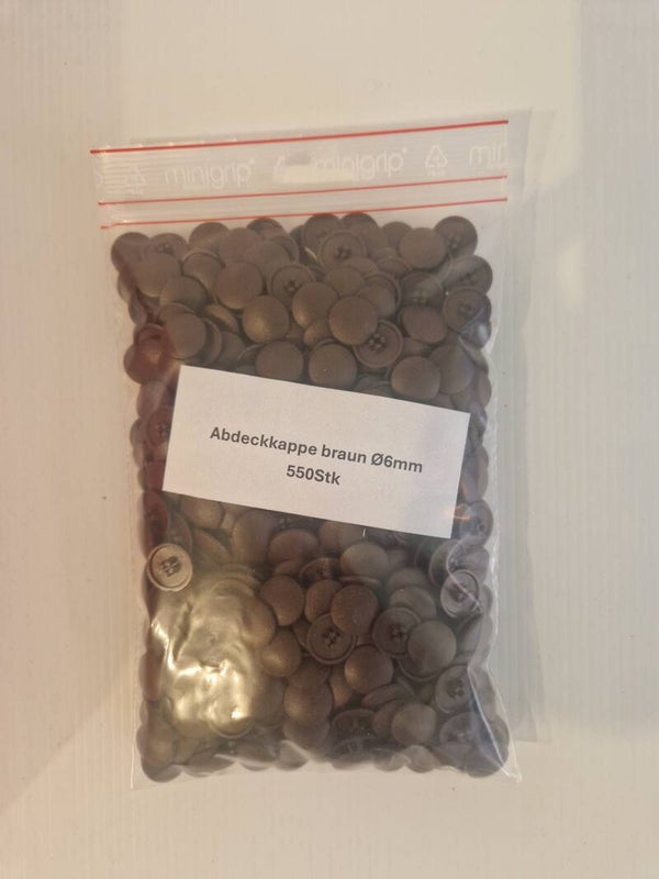 Abdeckkappen Kunststoff dunkelbraun DM 6 mm - 550 Stk/Pkt