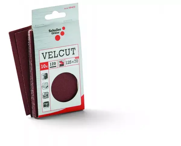 Klett-Schleifpapier 70 mm x 125 mm VELCUT 10 Stk/Pkt. Fa. Schuller