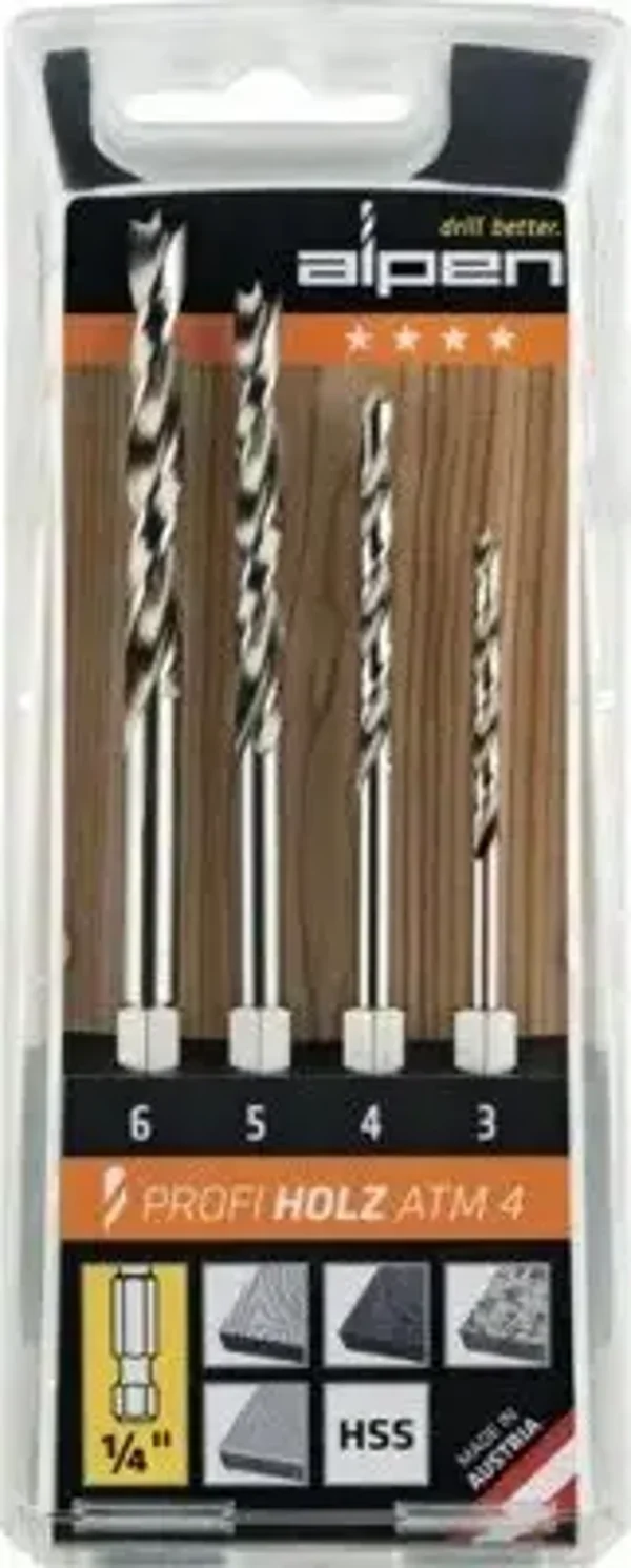 Alpen Profi Holzbohrer Set 4tlg. ATM 4