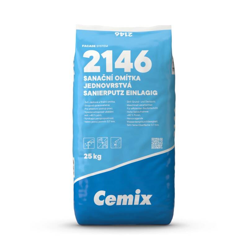 Cemix 2146 Sanierputz, einlagig 25kg Palettenpreis