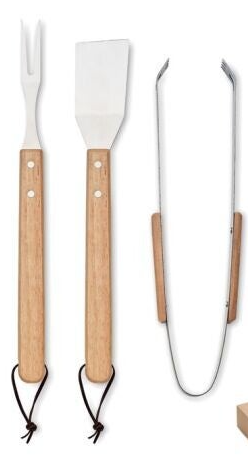 Grillbesteck 3tlg Holzgriff rostfrei