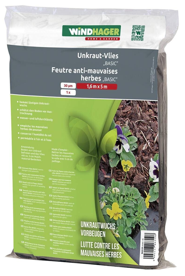 Windhager Unkraut-Vlies Basic 30g/m² 5x1,6m
