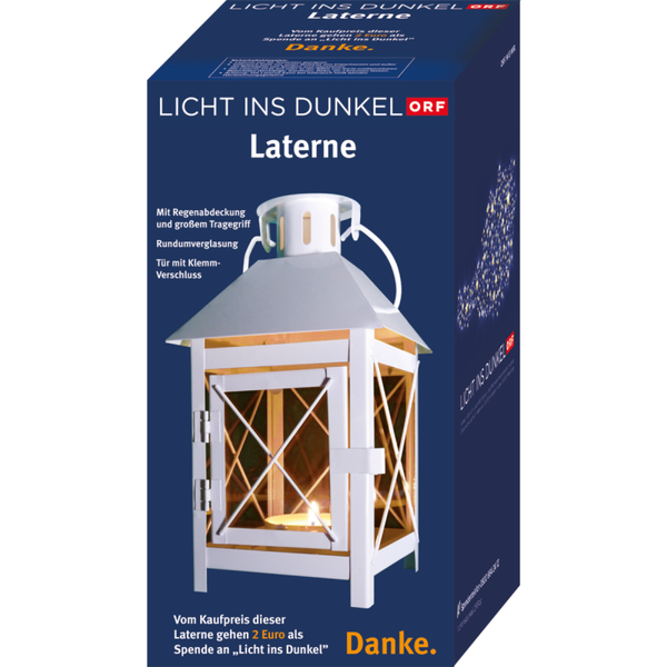 Laterne Licht ins Dunkel weiß
