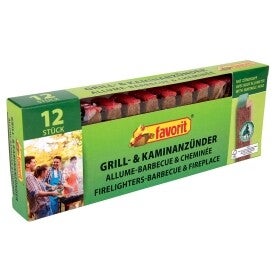 Grill- und Kaminanzünder mit Reibekopf 12 Stück Favorit