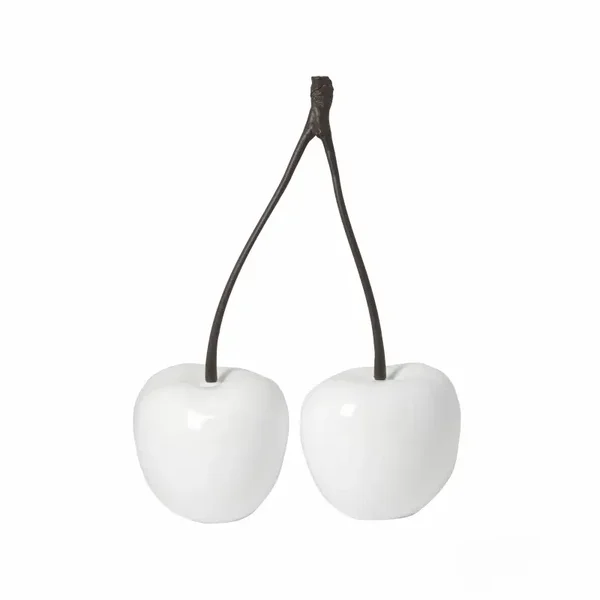 Deko Doppelkirsche weiß Struktur Höhe 44 cm