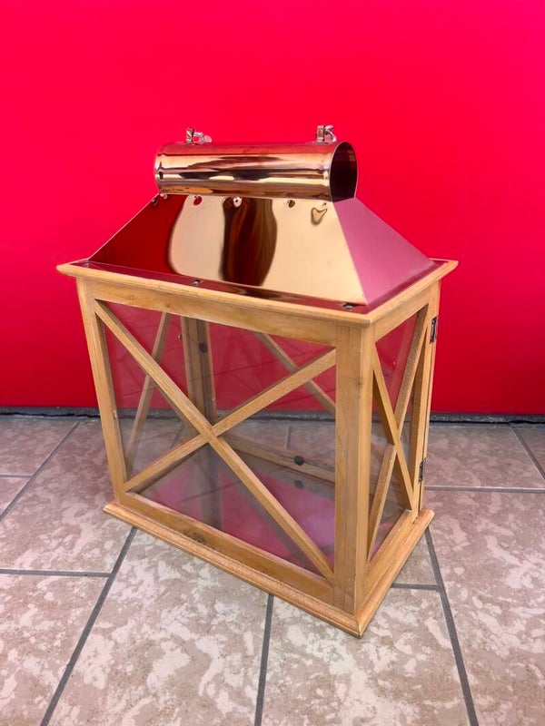 Laterne Holz mit Metalldach