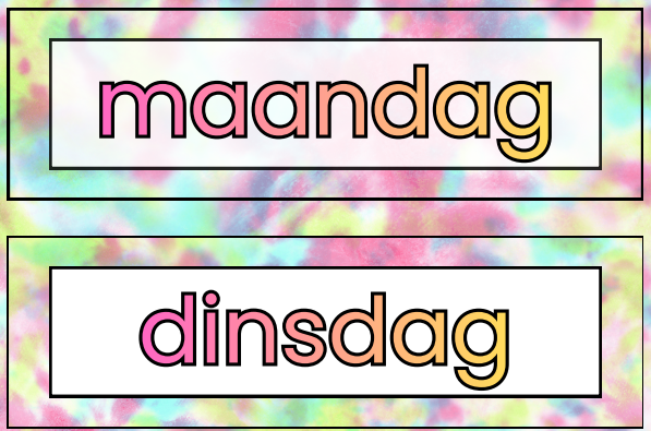 Dagritmekaarten tie dye
