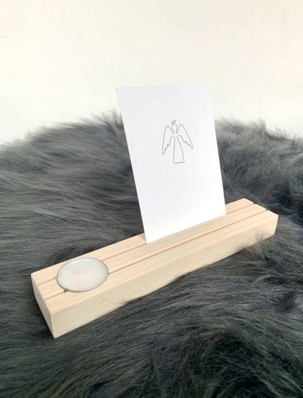 Houdertje met theelicht - kaartje engel