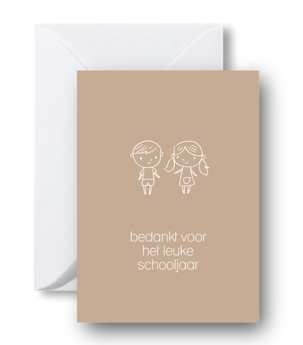 Kaartje 'Bedankt voor het leuke schooljaar'