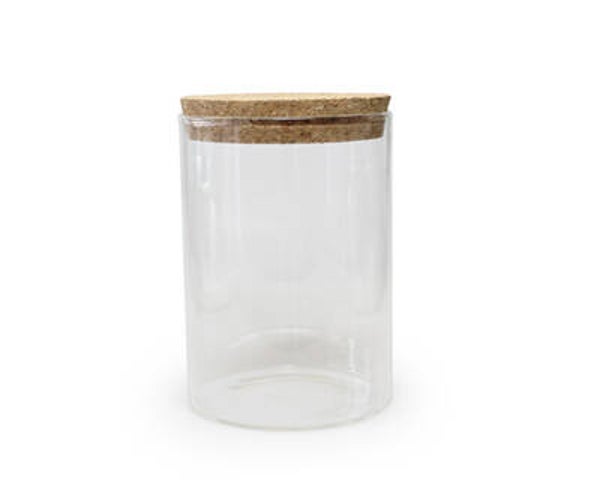 Glazen pot met kurk "breed"