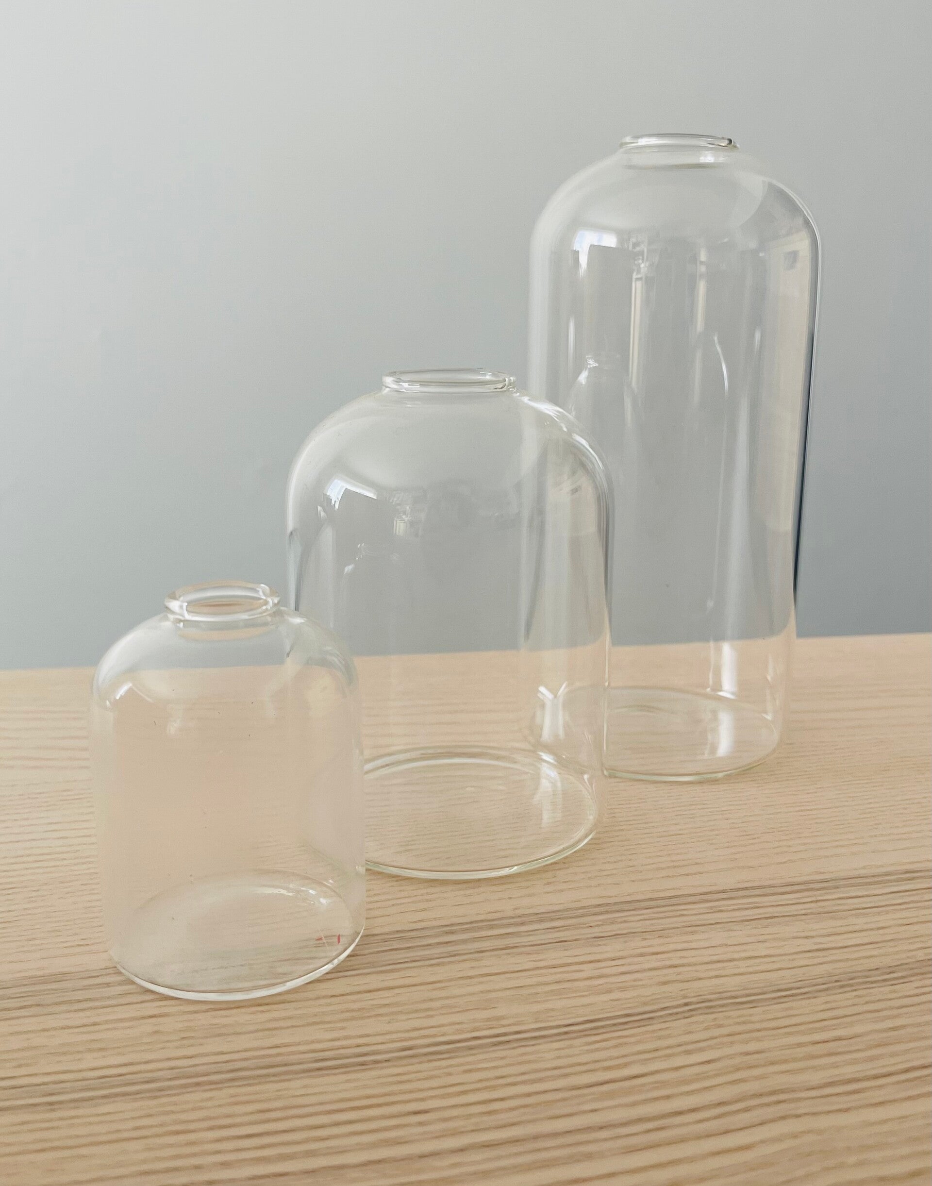 Glazen vaasje in verschillende maten