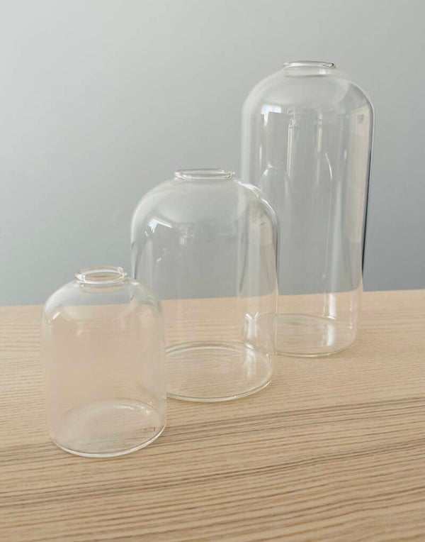 Glazen vaasje in verschillende maten