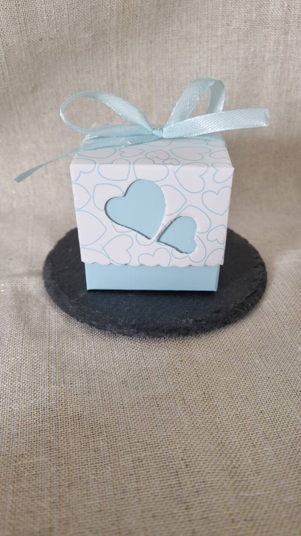 Cadeau verpakking hartjes Blauw
