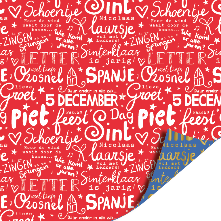 Cadeaupapier –  Letterpret Sinterklaas (Dubbelzijdig)