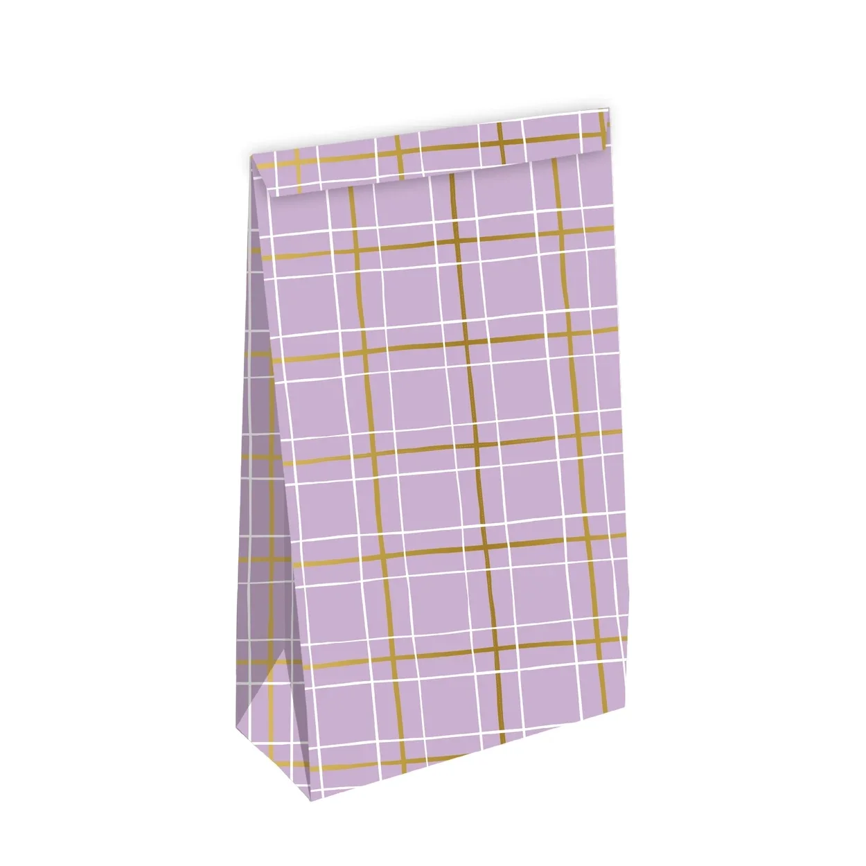 Blokbodemzakje 14x8x26cm - Grid Lilac