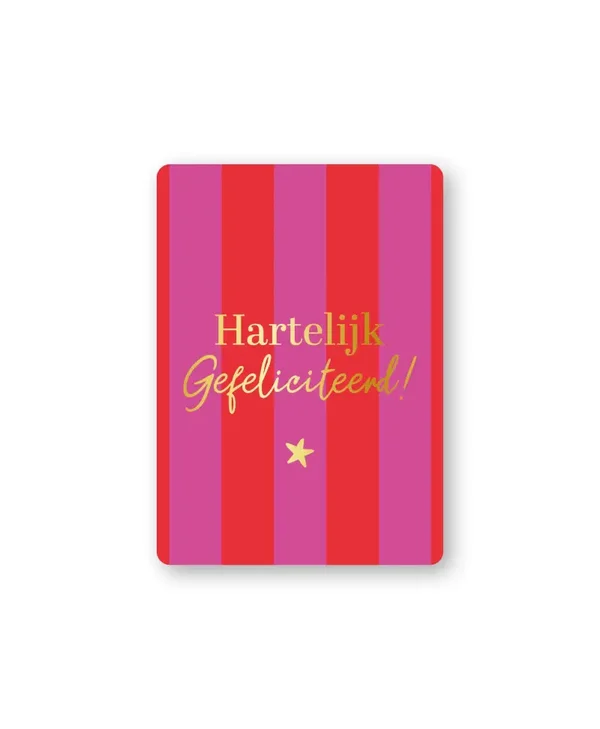Cadeaukaartje A7 - Hartelijk Gefeliciteerd (rood/roze)