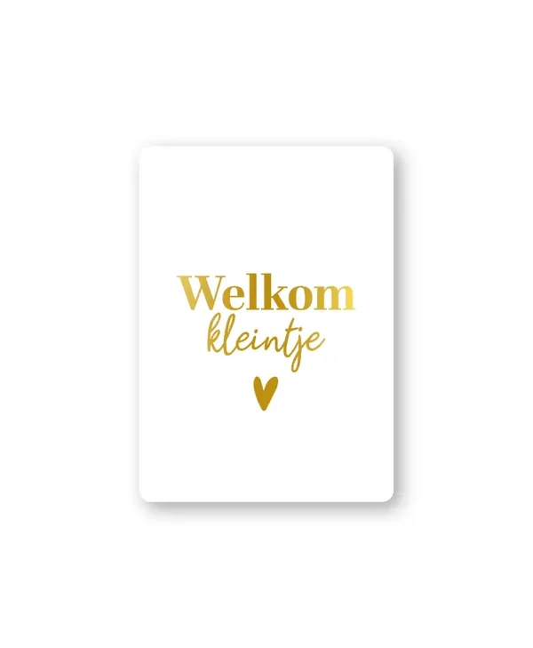 Cadeaukaartje A7 - Welkom kleintje (Wit/Goud)