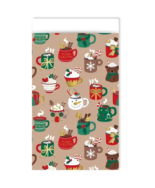Cadeauzakje 12×19 cm - Xmas mugs