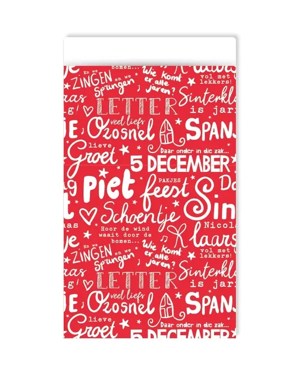 Cadeauzakje 12×19 cm - Letterpret rood