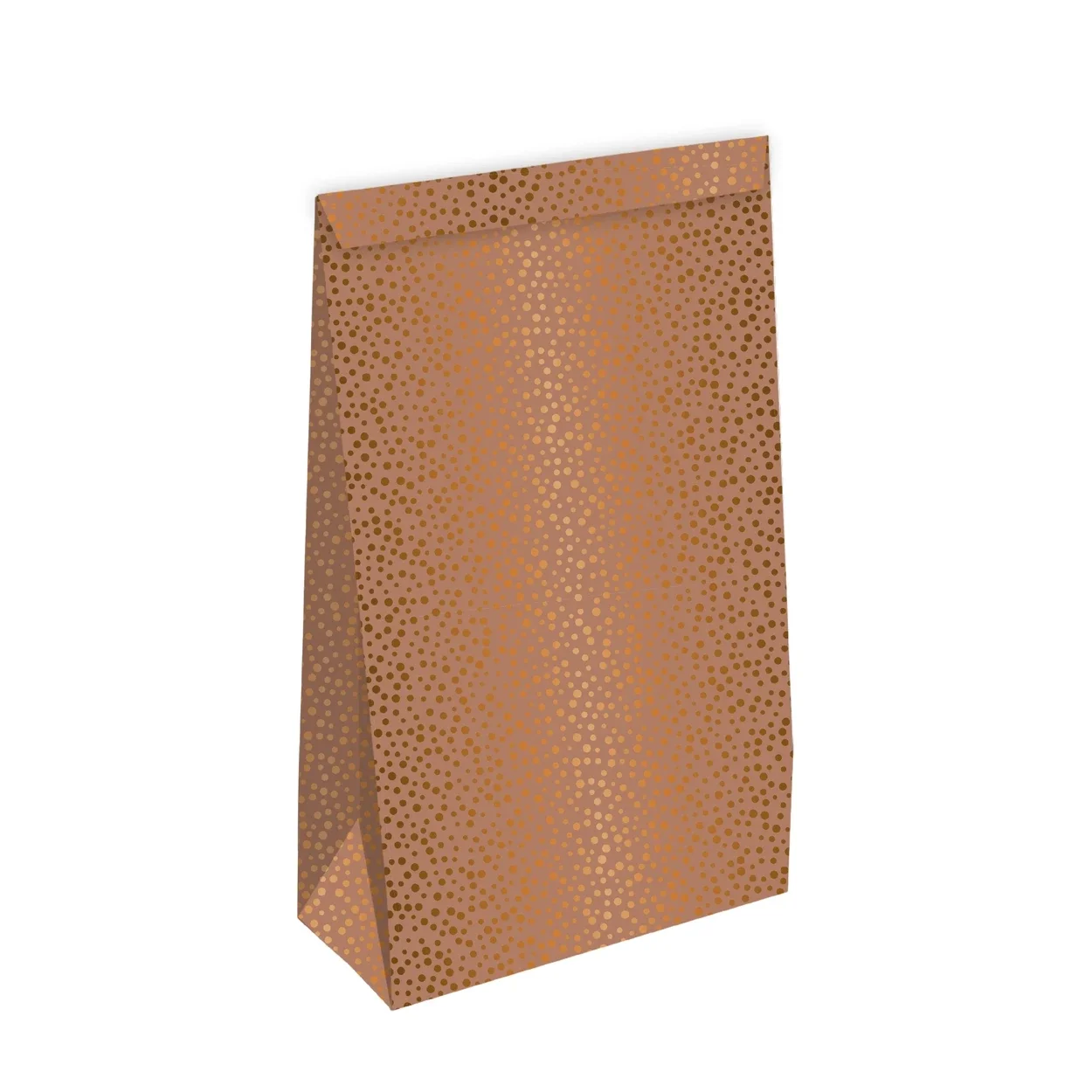 Blokbodemzakje 14x8x26cm - Luxury Dots Copper