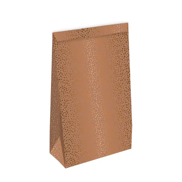 Blokbodemzakje 14x8x26cm - Luxury Dots Copper