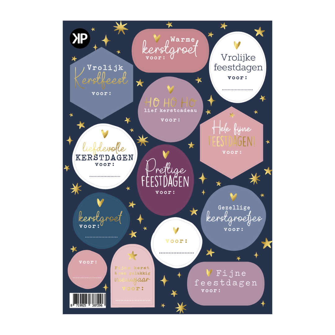 Stickervel 15 stickers - Kerstgroeten & Warme Wensen