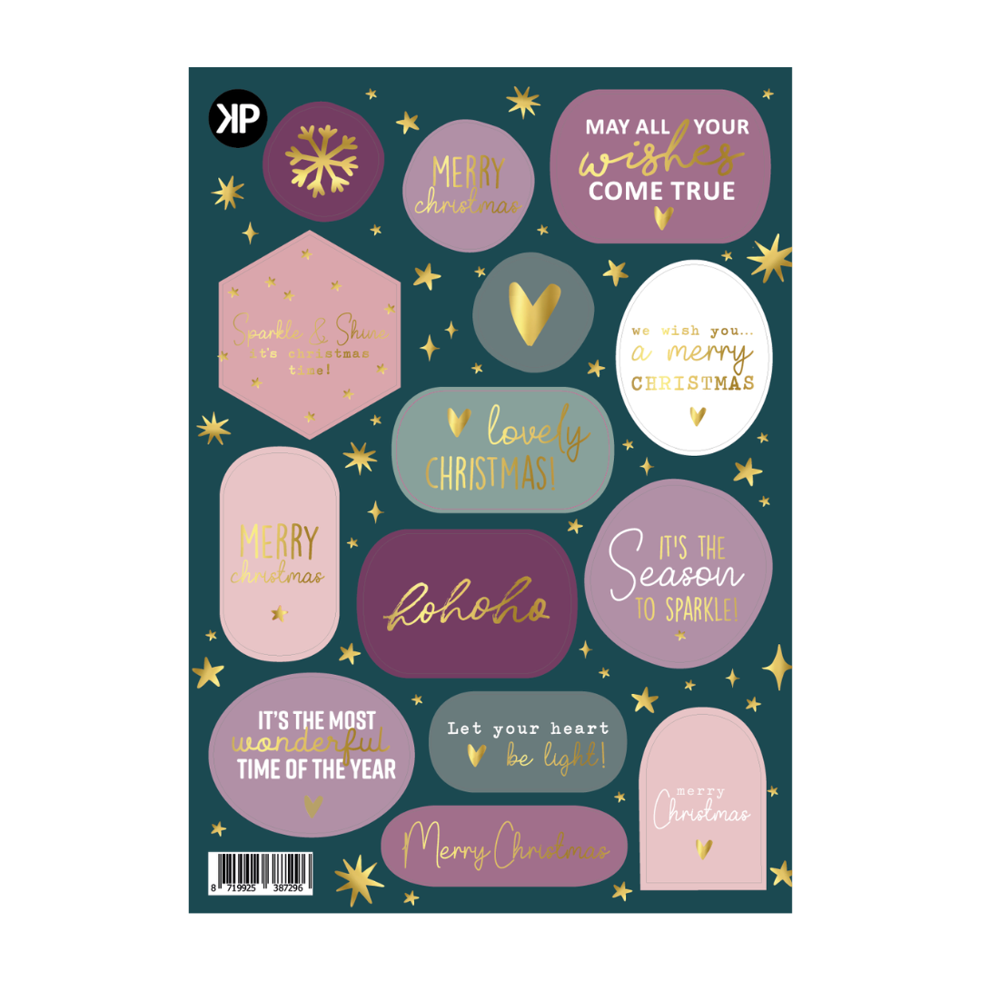Stickervel 15 stickers - Sparkle & Shine Christmas