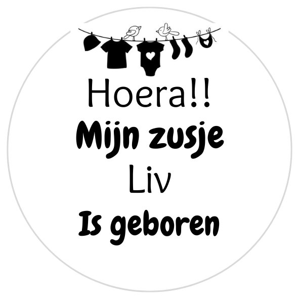 Gepersonaliseerde sticker – Hoera!! Mijn zusje is geboren