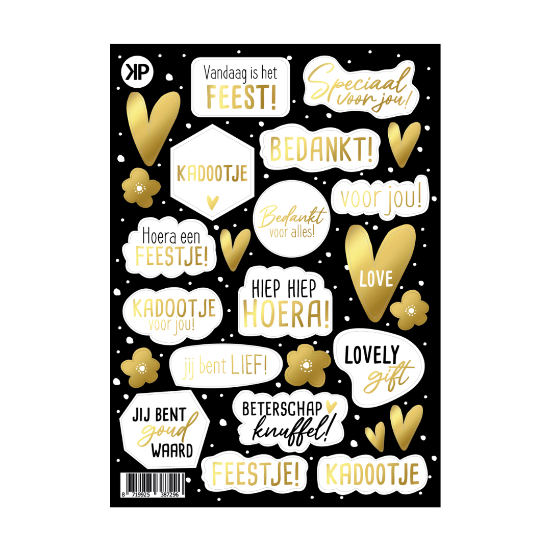 Stickervel 15 stickers - Luxe Zwart‑Goud