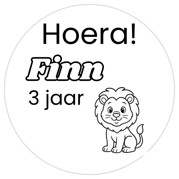 Gepersonaliseerde sticker – Leeuw verjaardag