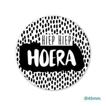 Stickers - Hiep hiep hoera (zwart-wit)