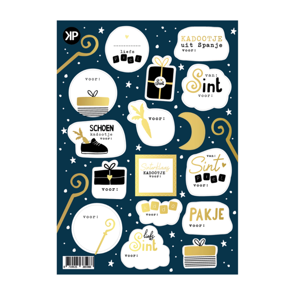 Stickervel 15 stickers - Luxe Sinterklaas Cadeaulabels