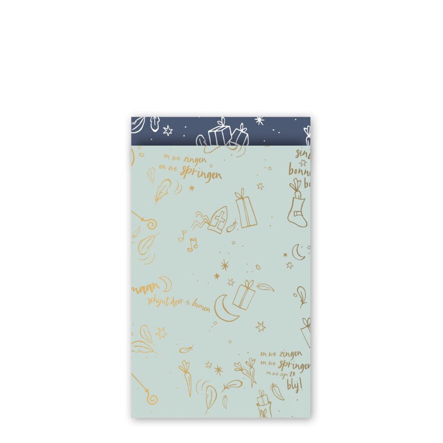 Cadeauzakje 12×19 cm - Gouden sinterklaas iconen