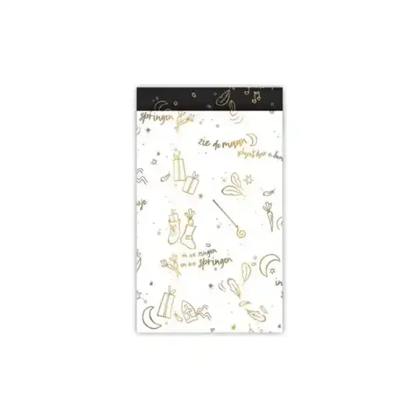 Cadeauzakje 12×19 cm - Sinterklaasliedjes Wit/Goud
