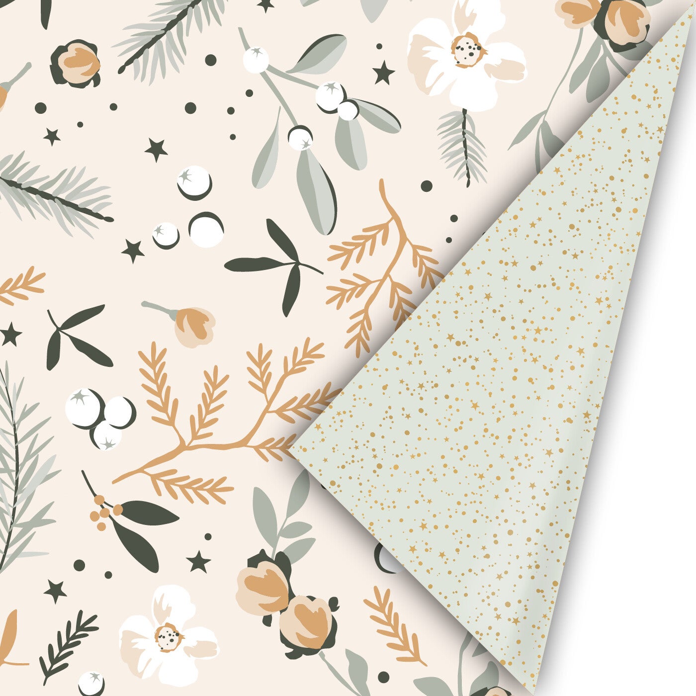 Cadeaupapier –  Winter Botanical (Dubbelzijdig)