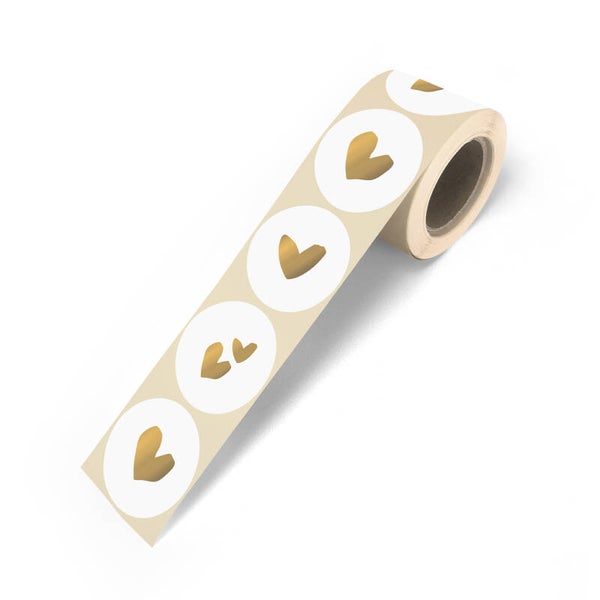 Stickers -  Hartjes Goud/Wit
