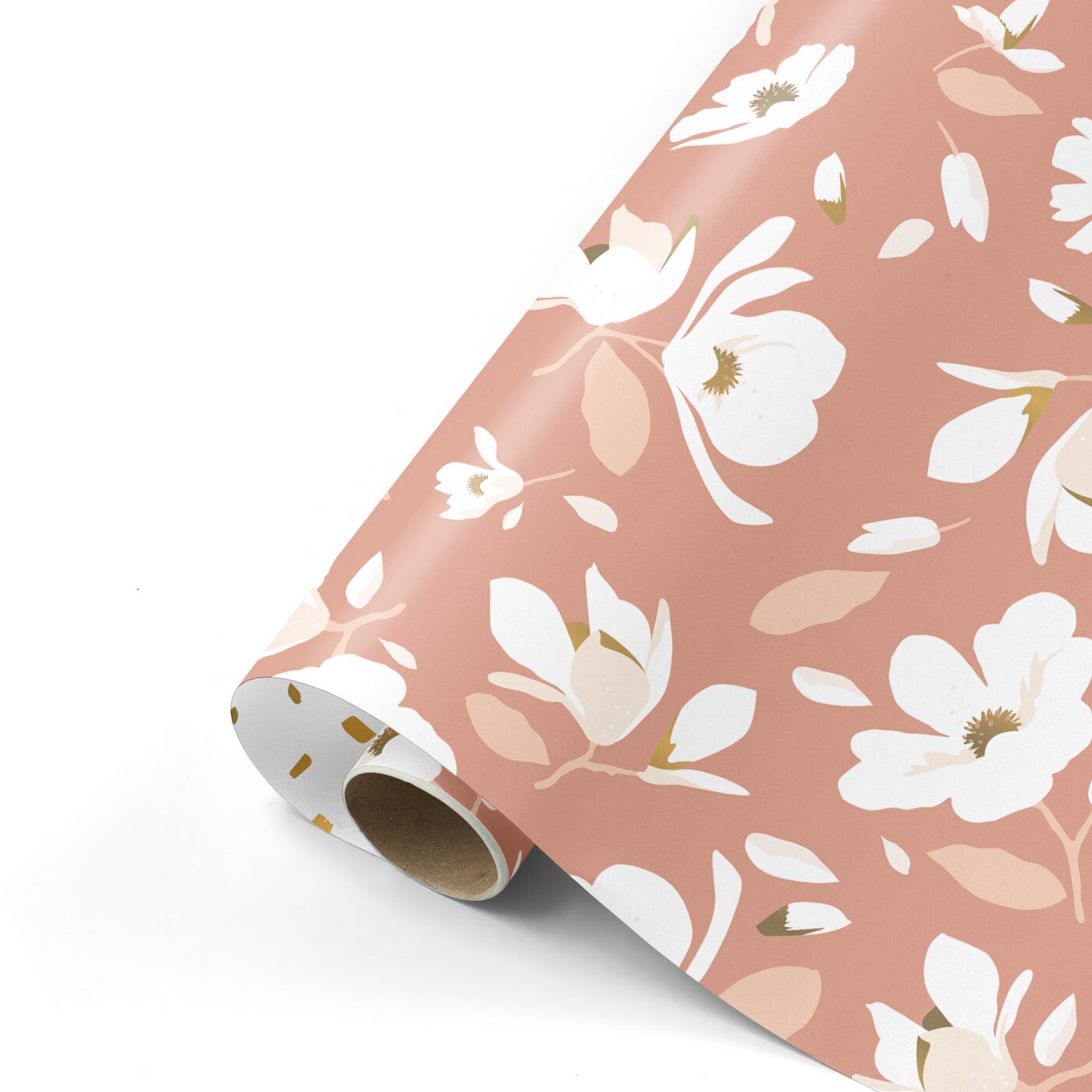 Cadeaupapier –  Mocha bloemen (Dubbelzijdig)