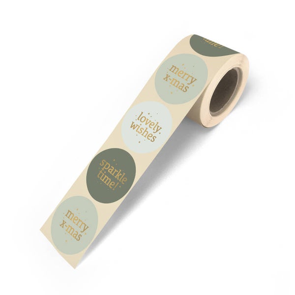 Stickers -  Merry Xmas (Groen/Goud)