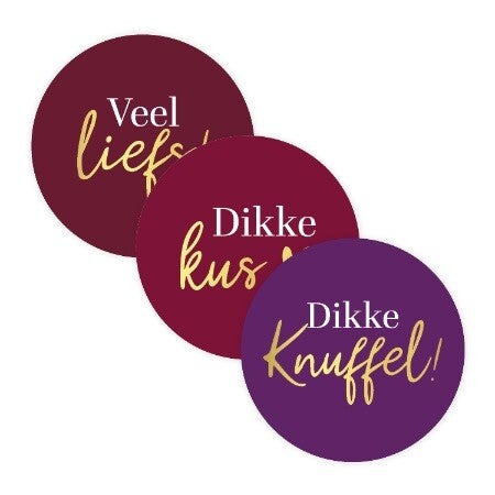 Stickers - Veel Liefs / Dikke Kus / Dikke Knuffel