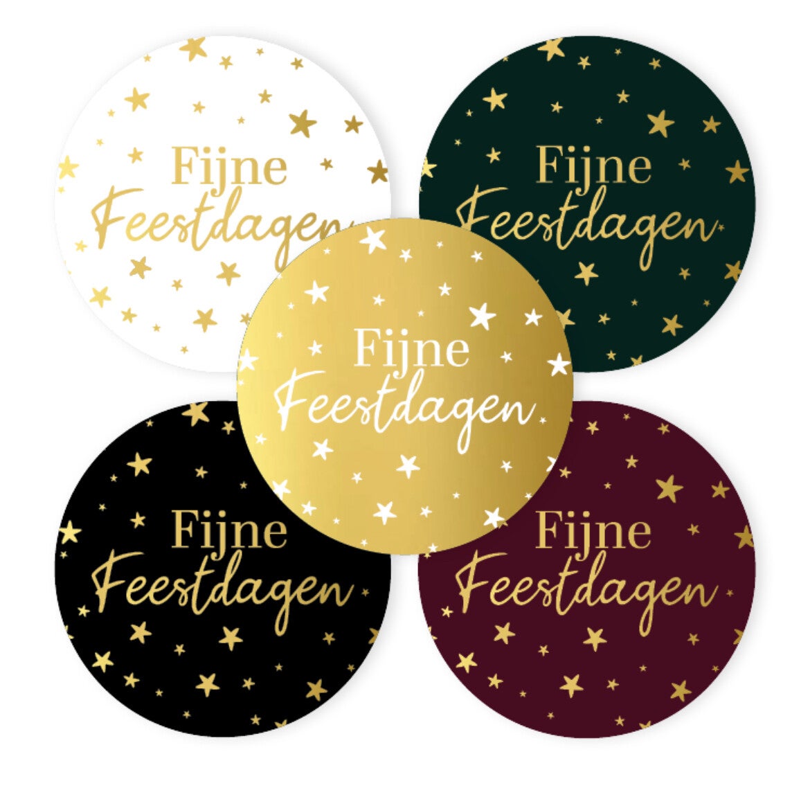 Stickers - Fijne Feestdagen (vijf kleuren)