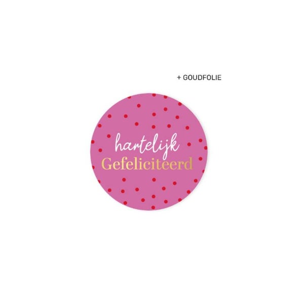 Stickers - Hartelijk gefeliciteerd (roze met goudfolie)