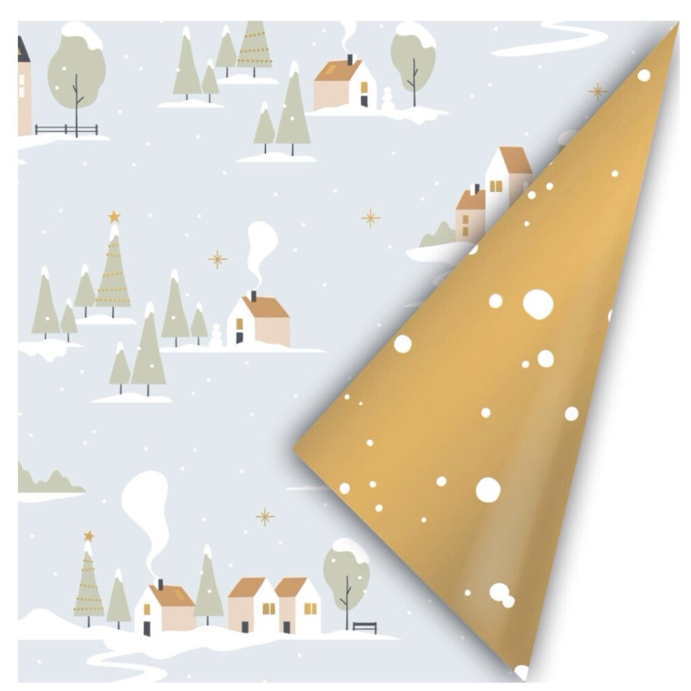 Cadeaupapier –  Winterdorp (Dubbelzijdig)
