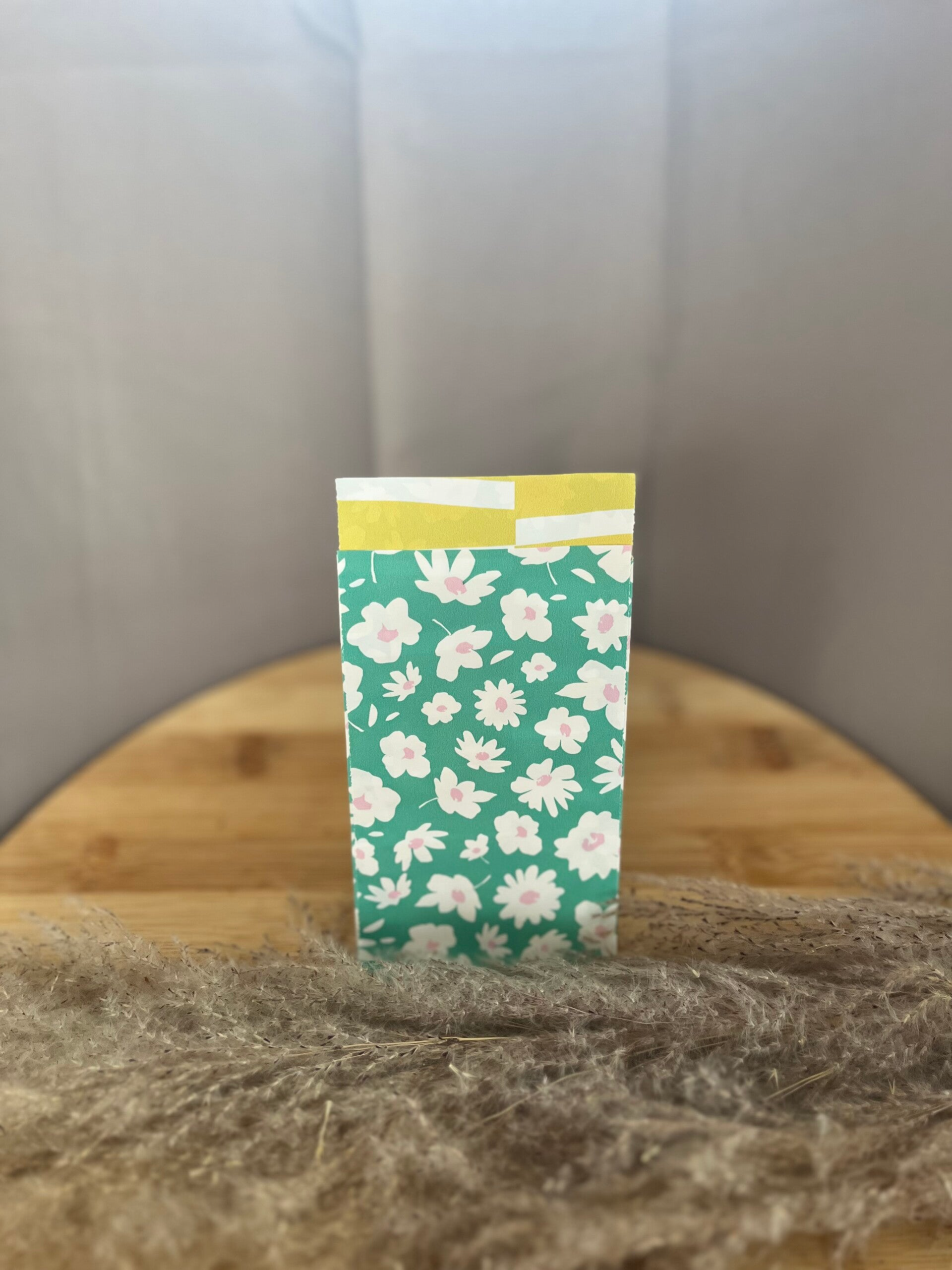 Cadeauzakje groen/wit maat 7x13cm