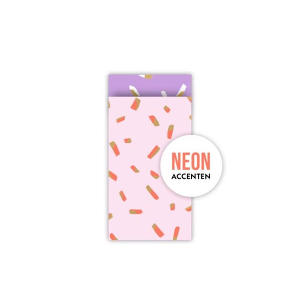 Cadeauzakje 7×13 cm - Speelse capsules roze