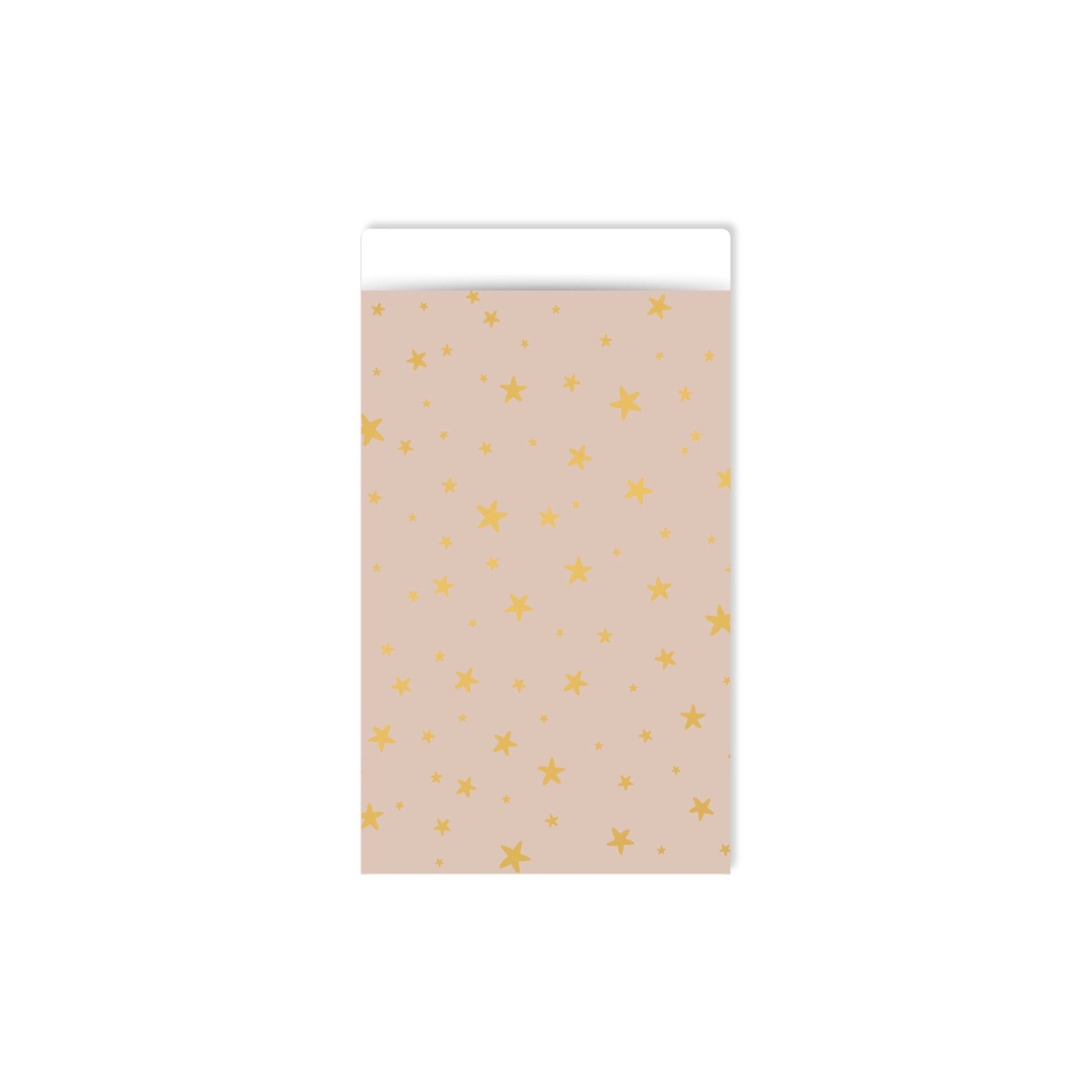 Cadeauzakje 12×19 cm - Beige met gouden sterren