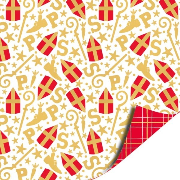 Cadeaupapier – Sinterklaas symbolen (Dubbelzijdig)