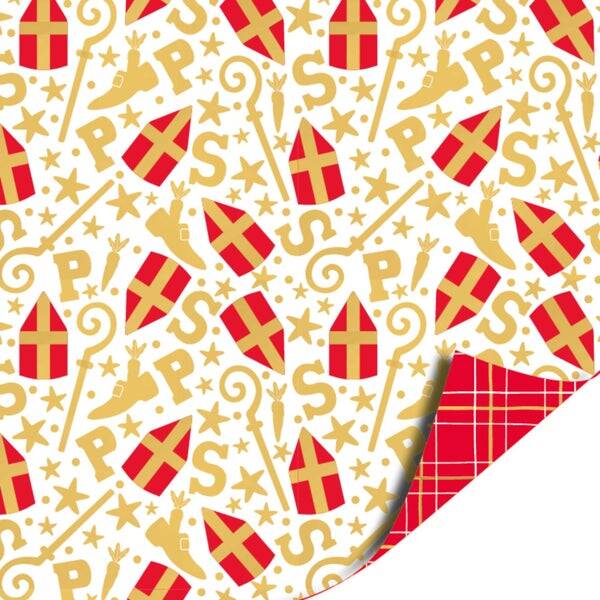 Cadeaupapier – Sinterklaas symbolen (Dubbelzijdig)