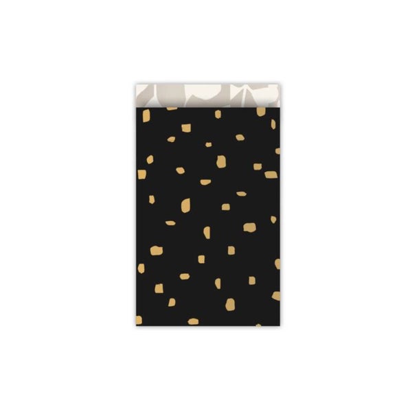 Cadeauzakje 12×19 cm - Zwart met gouden streepjes