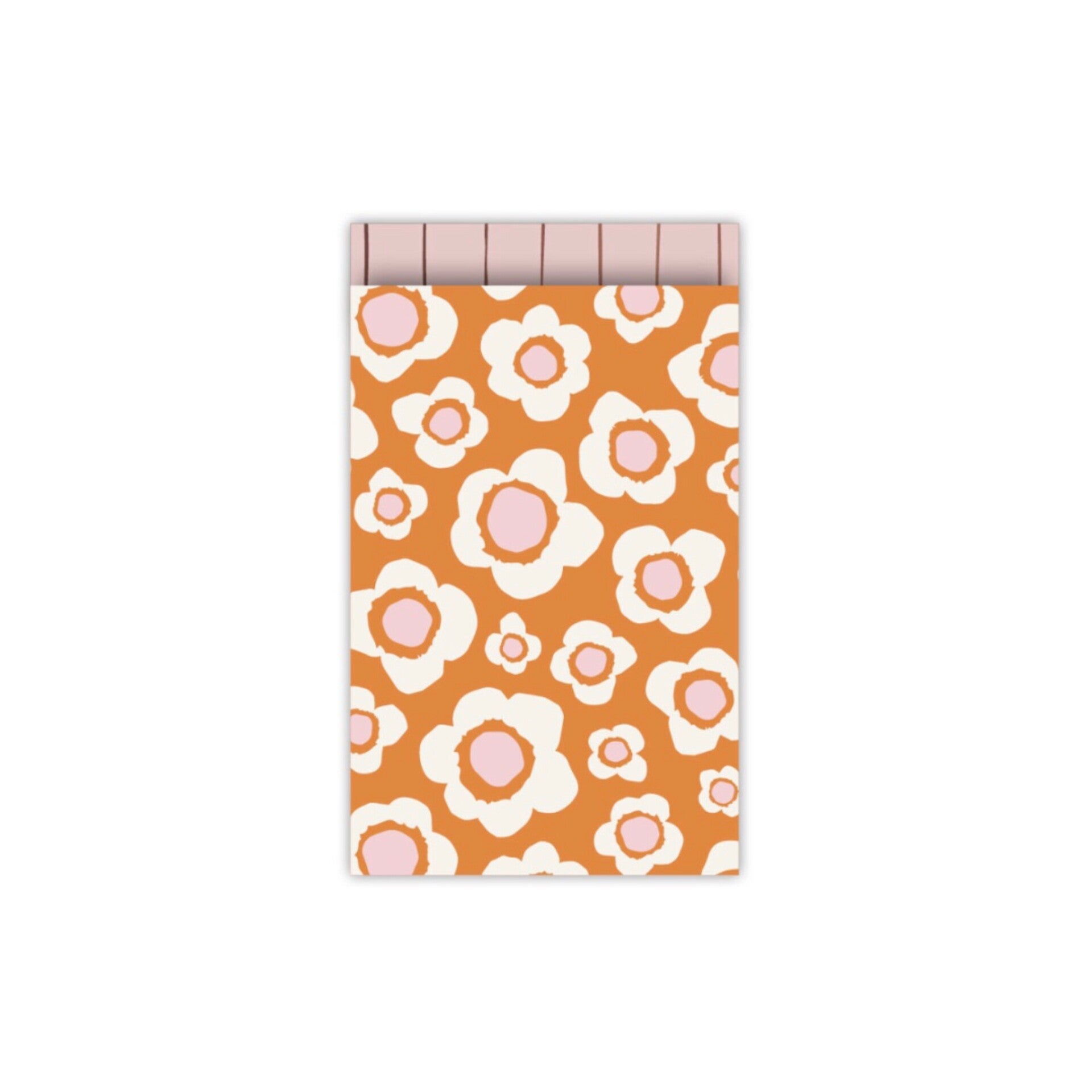 Cadeauzakje 12×19 cm - Retro bloemen oranje/roze
