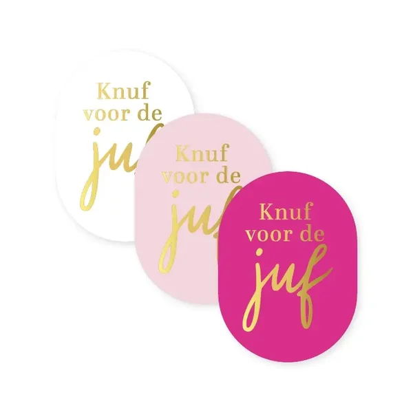 Stickers - Knuf voor de juf (goud op roze tinten)